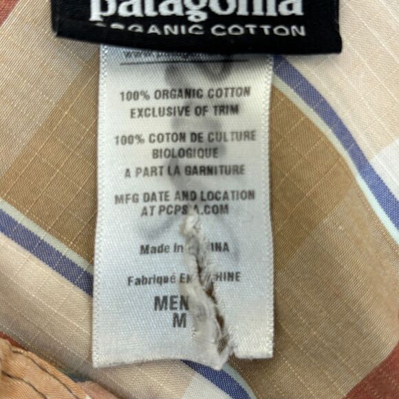Patagonia Men Short Sleeve Button Down Shirt Top Size Medium Plaid C026 -22 - Picture 7 of 14